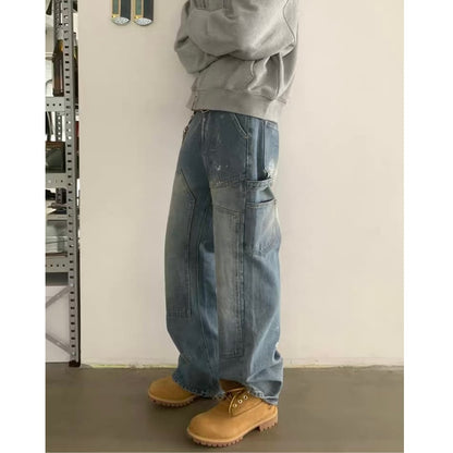 ペイントデニム　ルーズストレート　パンツ　C253