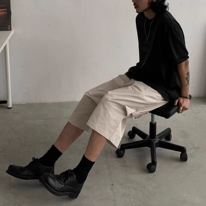 サイドタック　ワイドハーフパンツ　N496
