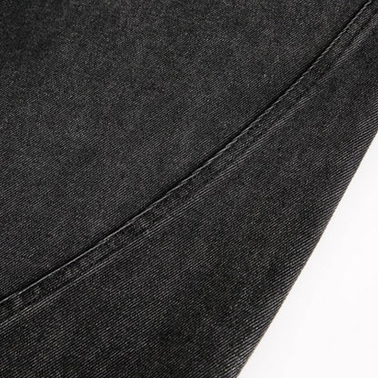 ブラックデニム　ワイドストレートパンツ　B622