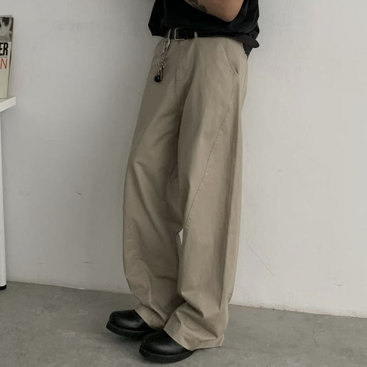 コンパクトツイル　ワイドストレートパンツ　B609