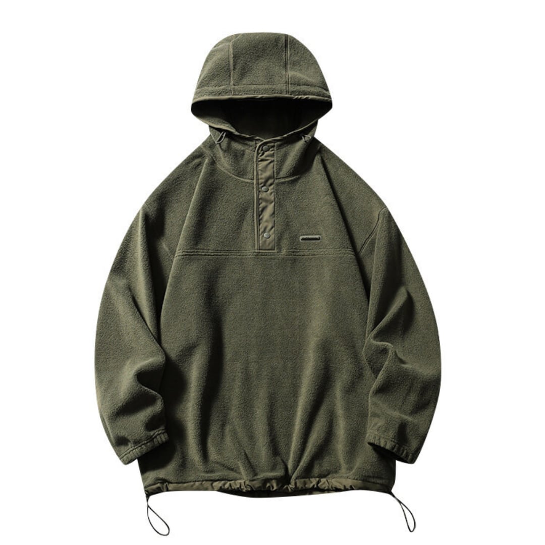 Half button fleece hooded pullover C245