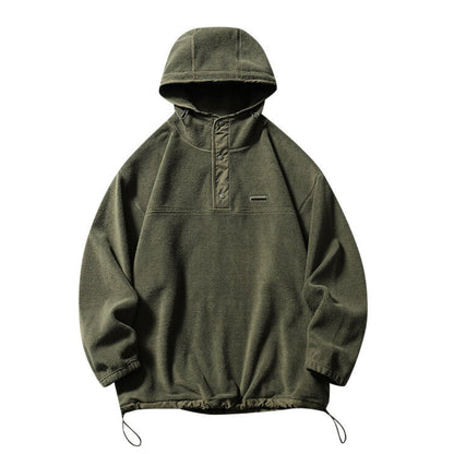 Half button fleece hooded pullover C245