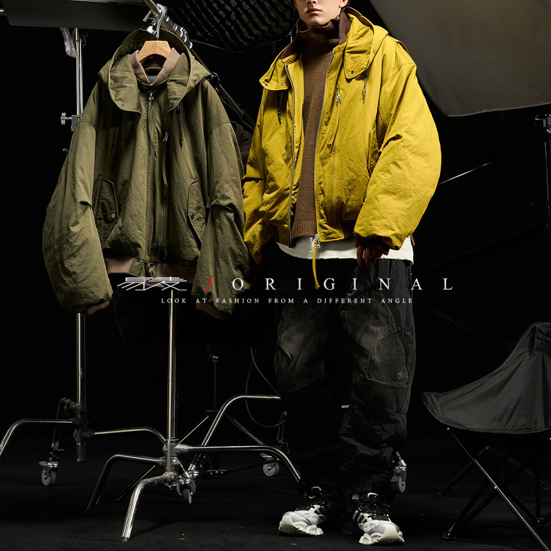 [YMORIGINAL] White Duck Down Detachable Hood/Ribbed Jacket N844