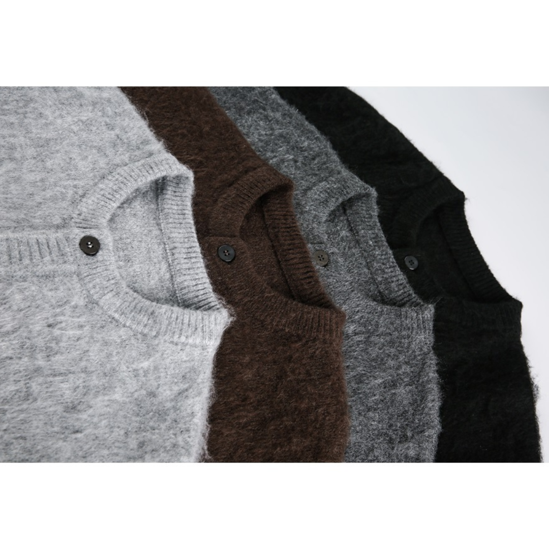 シャギーニット　クルーネック　カーディガン　N940