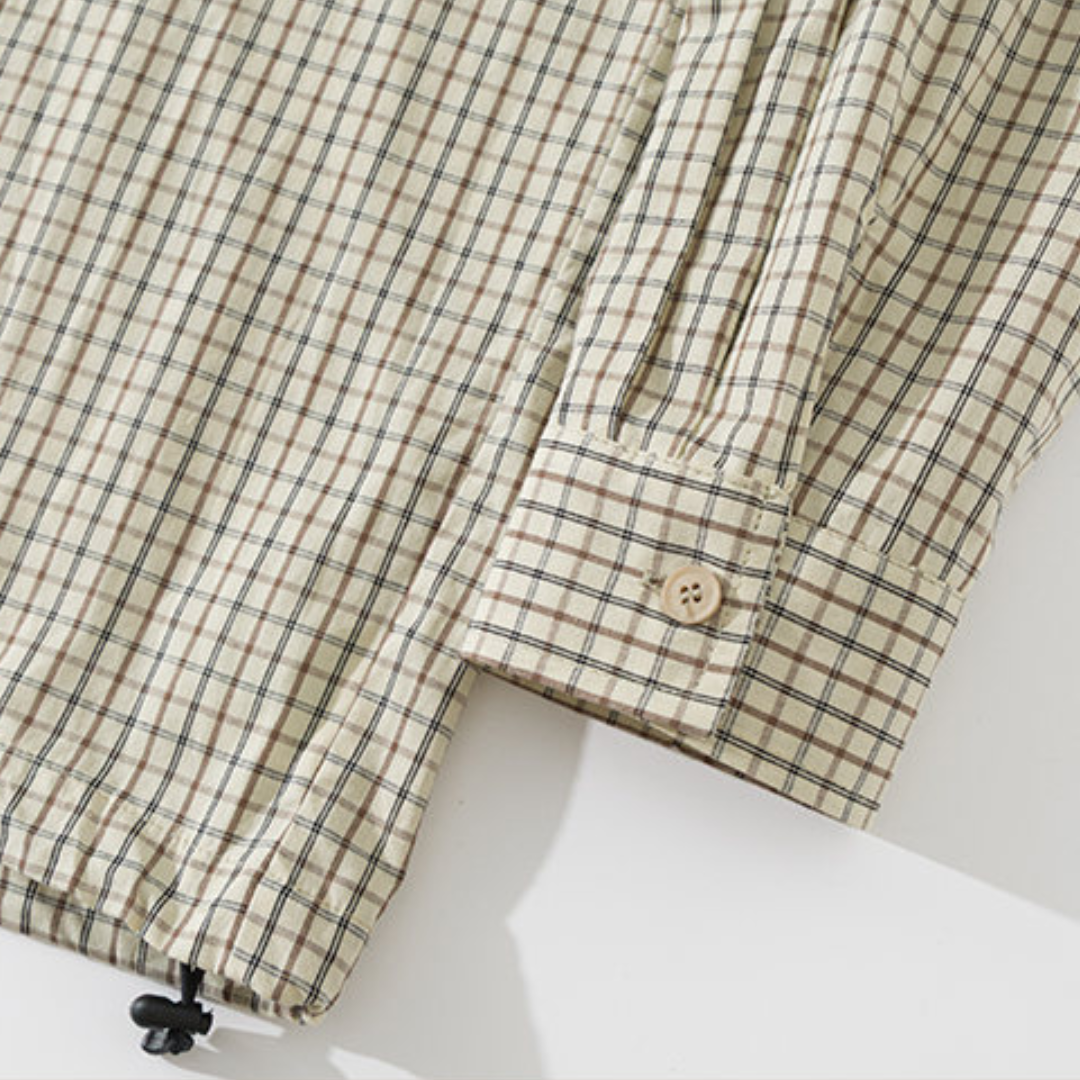 ダブルフラップ　ドローコードヘム　チェックシャツ　N1247