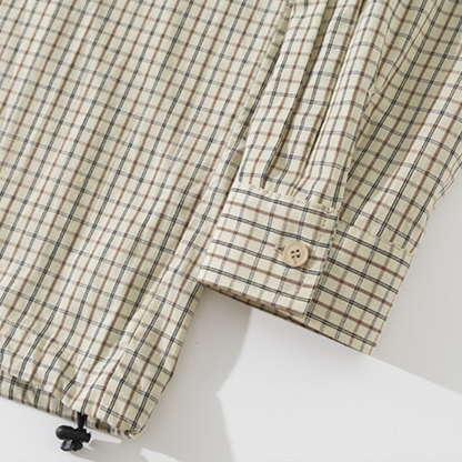 ダブルフラップ　ドローコードヘム　チェックシャツ　N1247