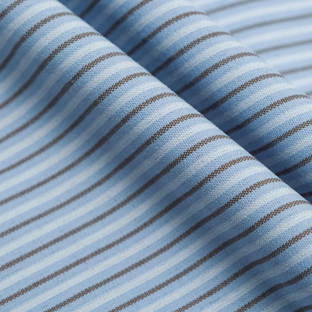 コットンポリ　マルチストライプ　レギュラーシャツ　N1273