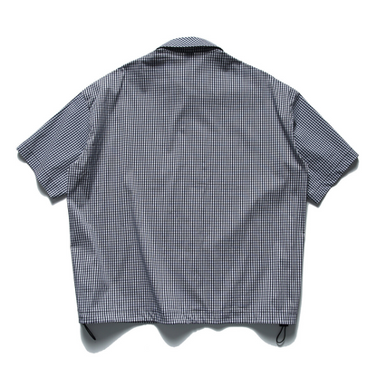 ストレッチ　ミニチェック　ドロスト　半袖シャツ　N499