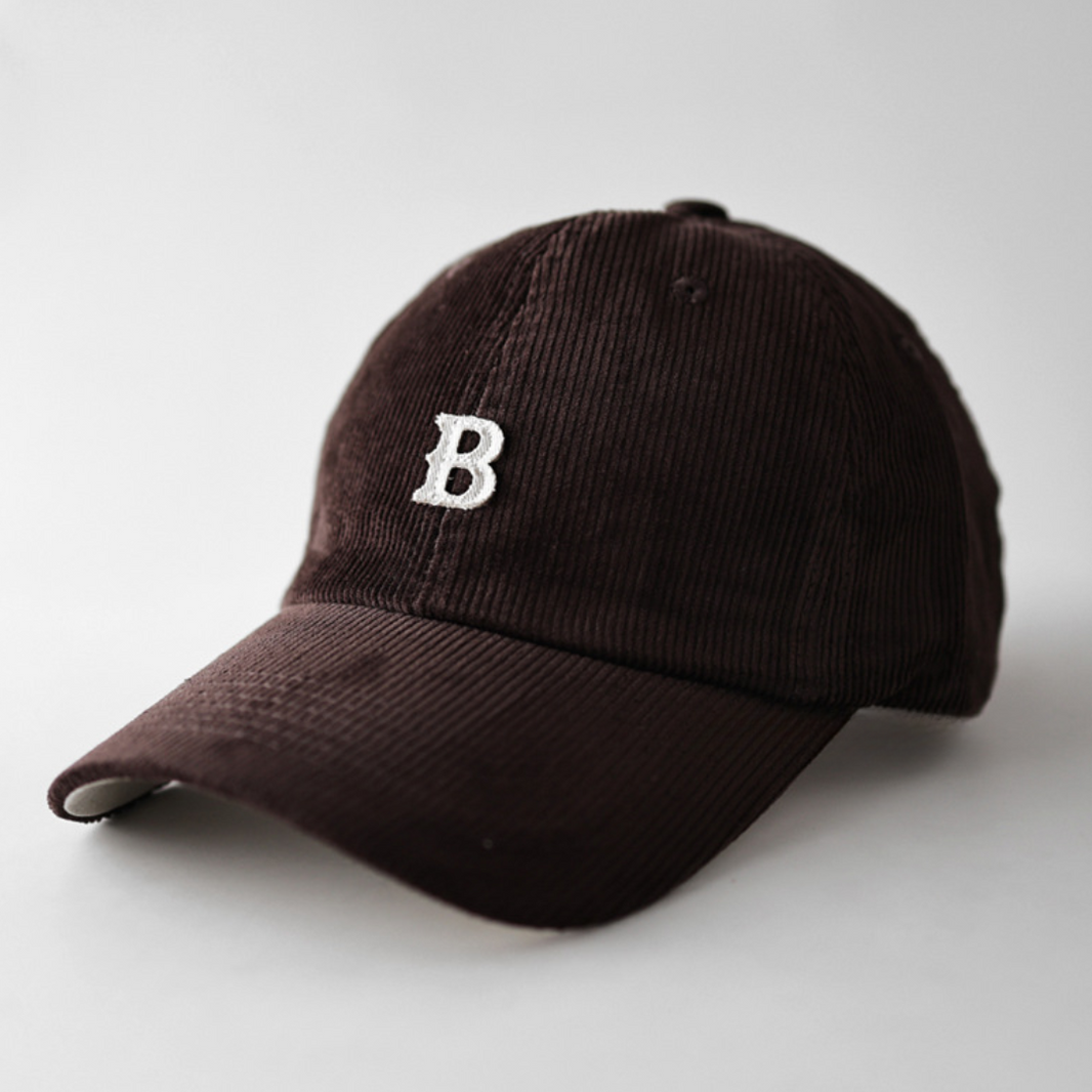 【B】ポイントロゴ コーデュロイキャップ N597 ダークブラウン