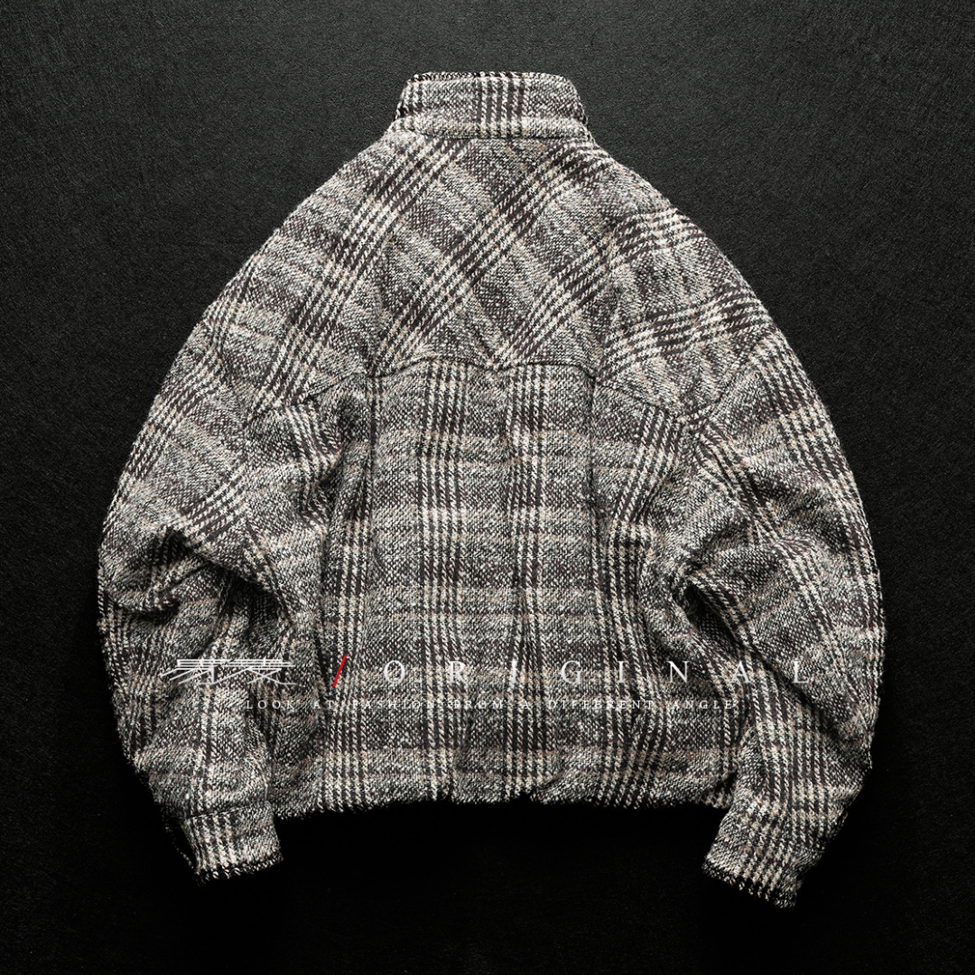 [YMORIGINAL] White Duck Down Tweed Check Jacket N848