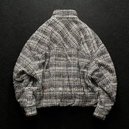 [YMORIGINAL] White Duck Down Tweed Check Jacket N848