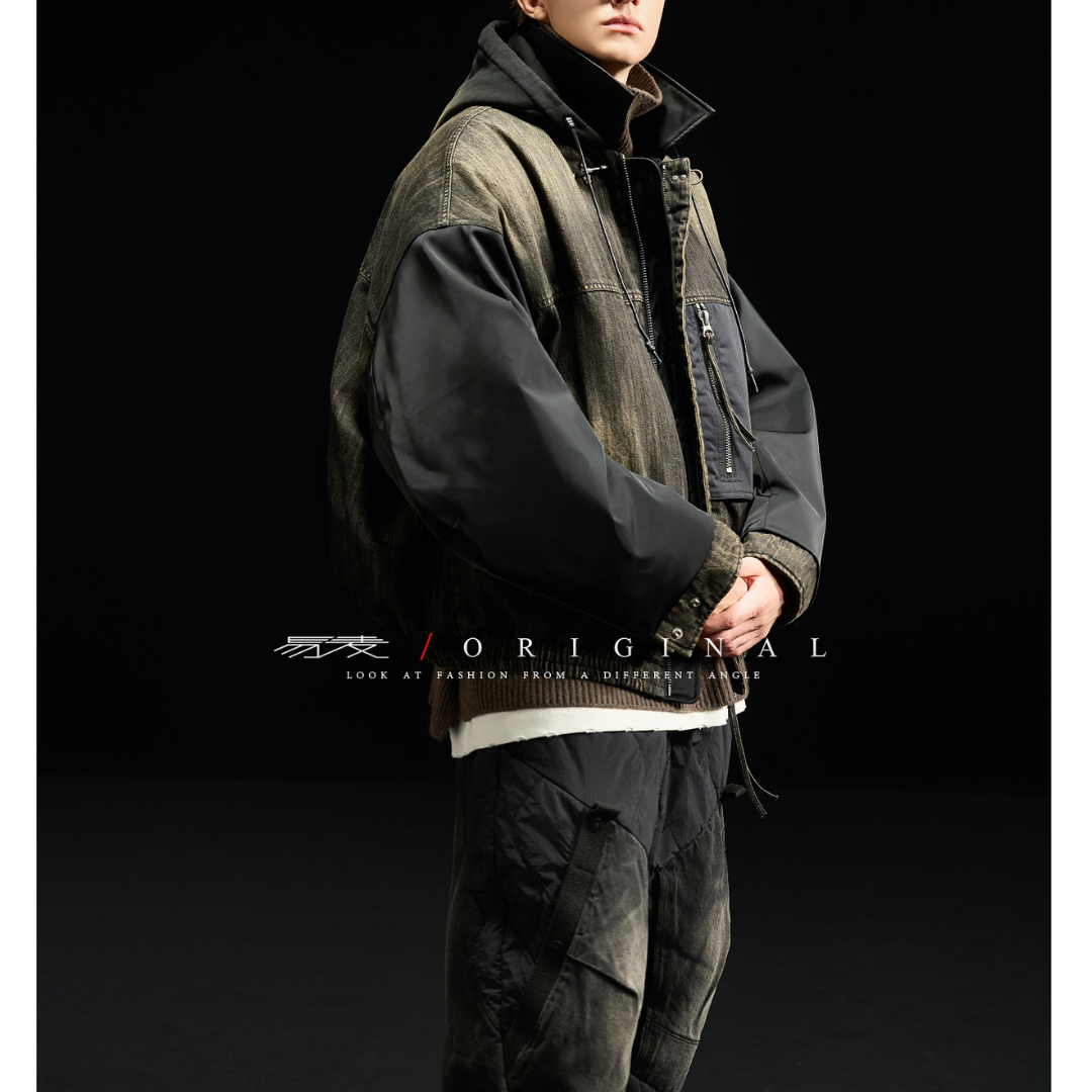 [YMORIGINAL] White Duck Down Denim Layered Jacket N856