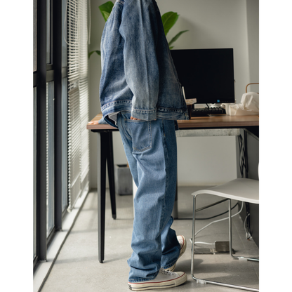 ウォッシュドデニム　ストレートパンツ　N1399