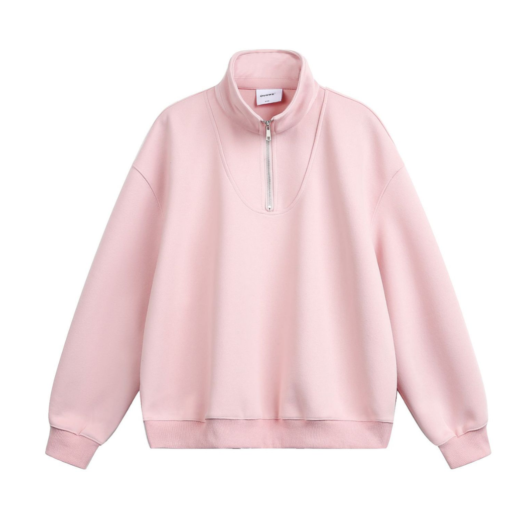 Melange Half-Zip Sweatshirt N1258 ピンク