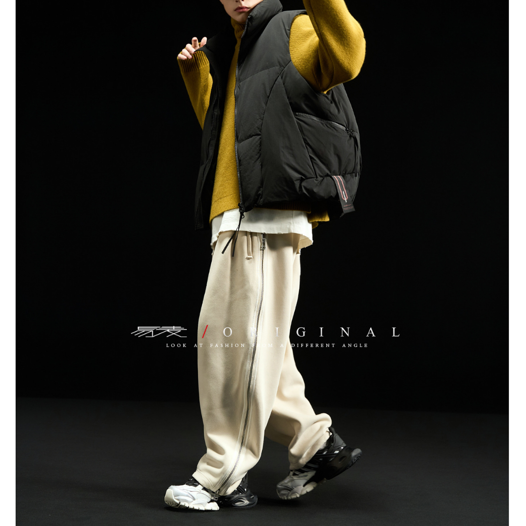 【Y.M.ORIGINAL】ホワイトダックダウン　ZIPスタンドカラー　ベスト　N871