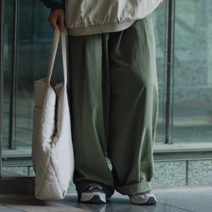 リップストップ　コットン　ワイドストレートパンツ　N272