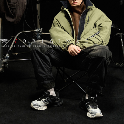 [YMORIGINAL] White Duck Down Denim Layered Hooded Jacket N846