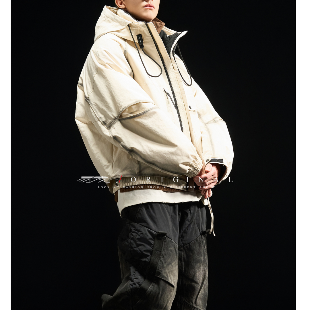 [YMORIGINAL] Arm slit, big pocket, short down jacket N858