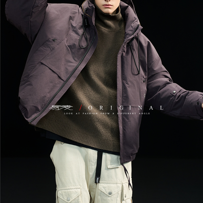 [YMORIGINAL] White Duck Down High Neck Hooded Jacket N854