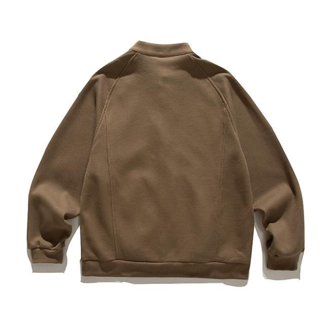 コットンポリ　ワッフル　クルーネックカーディガン　N1345