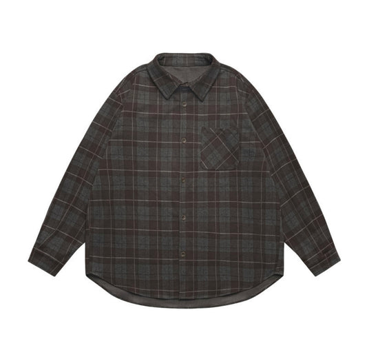 レーヨン混　フランネルチェック　シャツ　N907