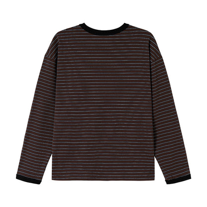 サイドスリットボタン　マルチボーダー　長袖Tシャツ　N1814