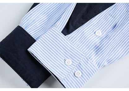 Elbow Patch Striped Regular Shirt N1803