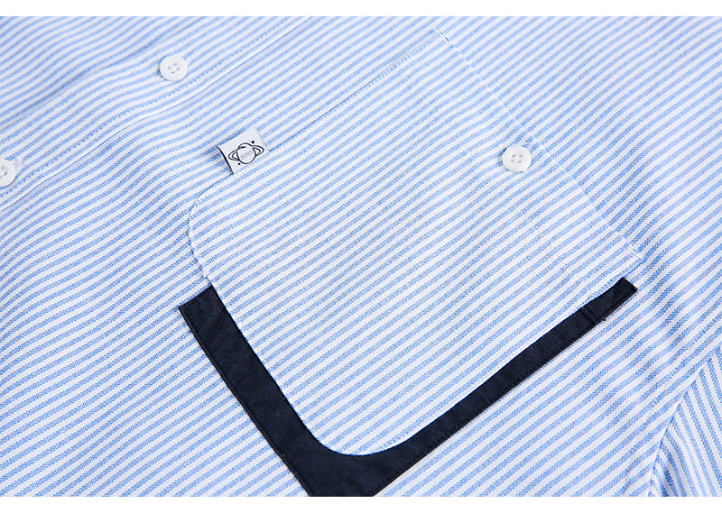 Elbow Patch Striped Regular Shirt N1803
