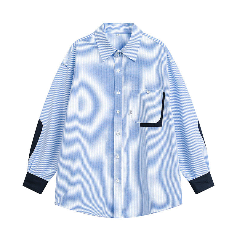 Elbow Patch Striped Regular Shirt N1803