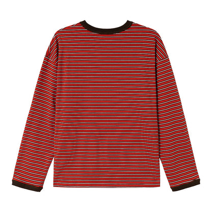サイドスリットボタン　マルチボーダー　長袖Tシャツ　N1814