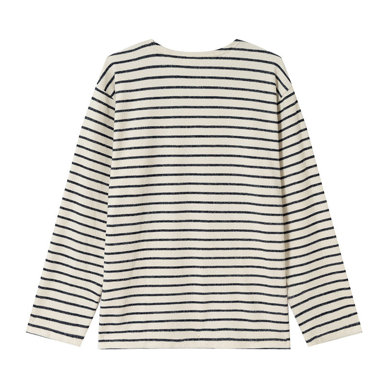 Stretch Border Long-Sleeve T-shirt N1813