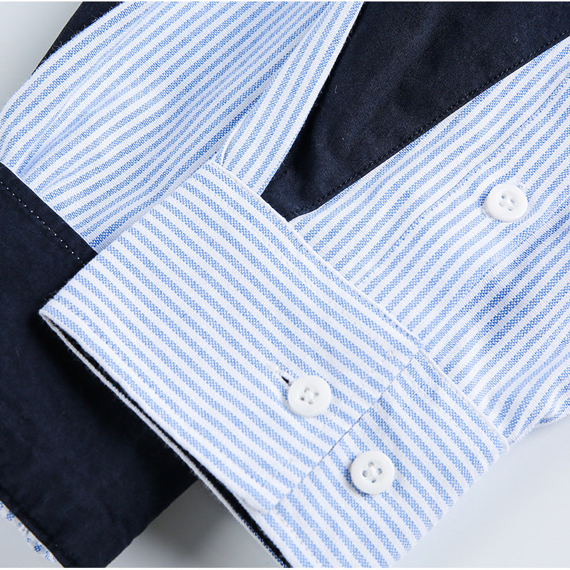 Elbow Patch Striped Regular Shirt N1803
