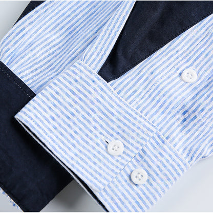 Elbow Patch Striped Regular Shirt N1803