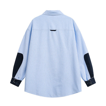 Elbow Patch Striped Regular Shirt N1803