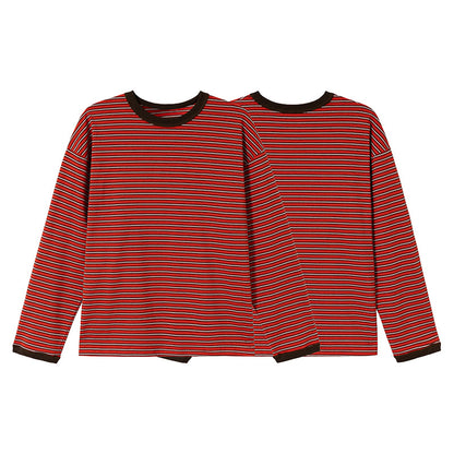 サイドスリットボタン　マルチボーダー　長袖Tシャツ　N1814