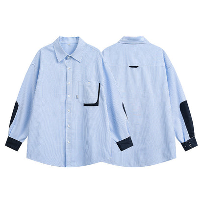 Elbow Patch Striped Regular Shirt N1803