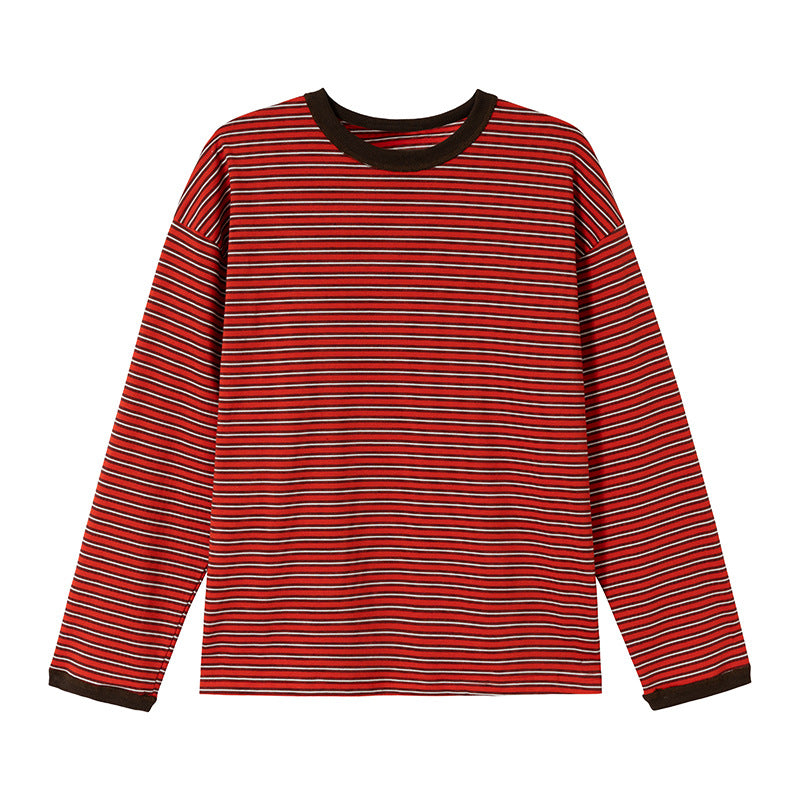 サイドスリットボタン　マルチボーダー　長袖Tシャツ　N1814