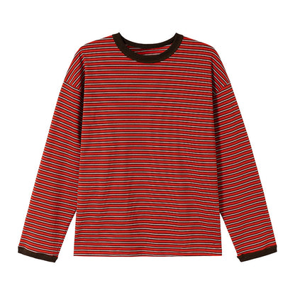 サイドスリットボタン　マルチボーダー　長袖Tシャツ　N1814