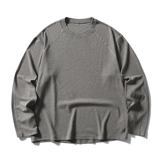 ウール混メランジ　ストレッチ　長袖Tシャツ　N1782