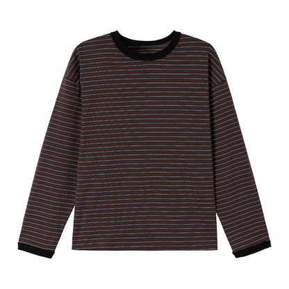 サイドスリットボタン　マルチボーダー　長袖Tシャツ　N1814