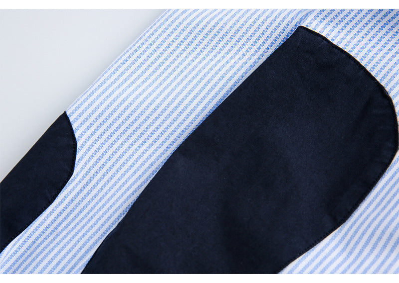 Elbow Patch Striped Regular Shirt N1803
