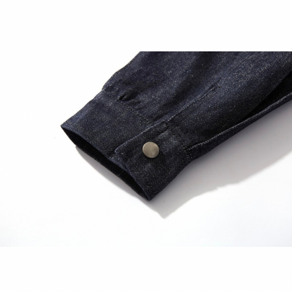 PUレザーカラー　デニム　ジップアップジャケット　N1064