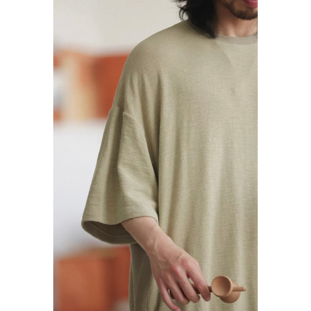 オーバーサイズ　ストレッチ　5分袖　Tシャツ　N1489