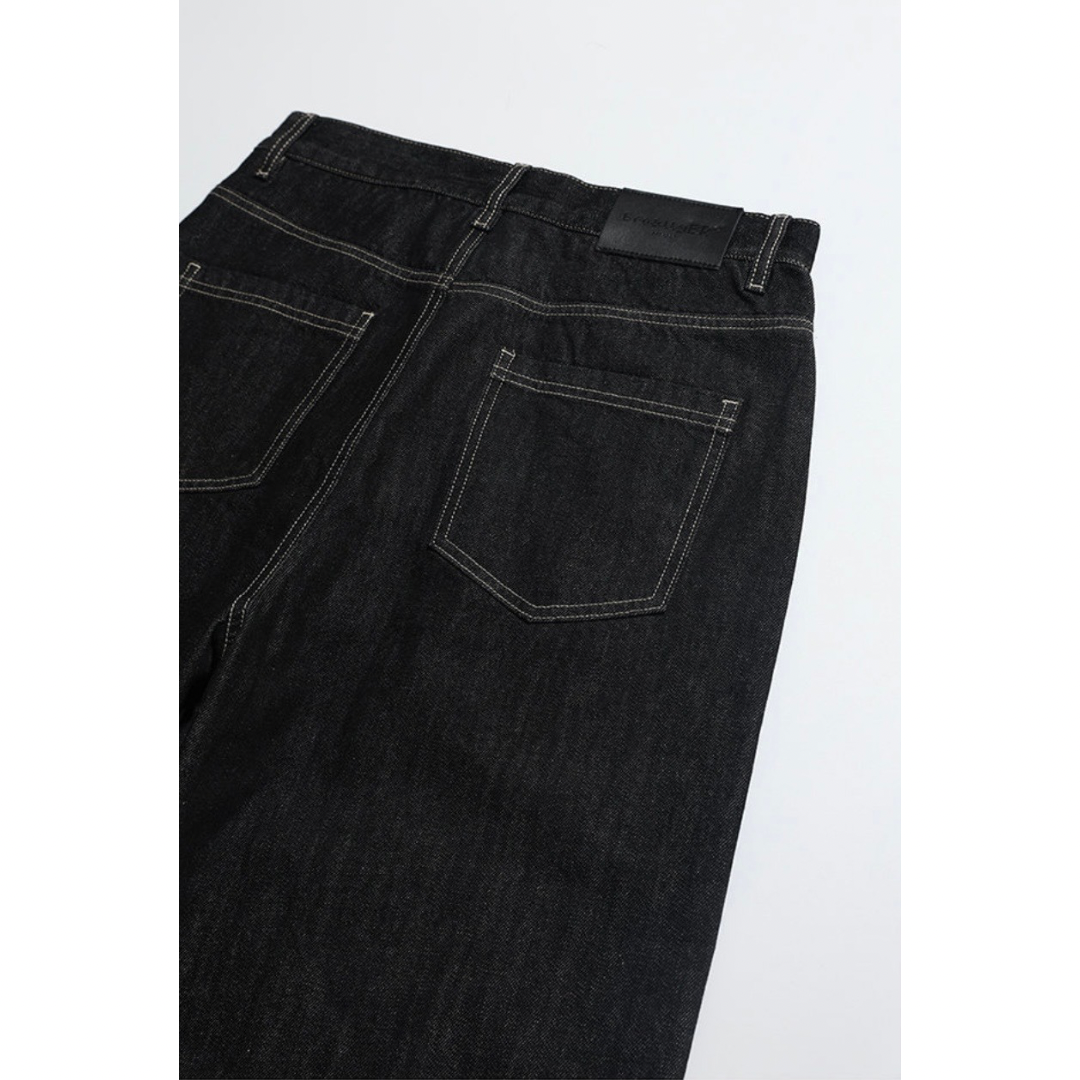 ダブルニー　ブラックデニム　ワイドストレートパンツ　N1204