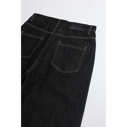 ダブルニー　ブラックデニム　ワイドストレートパンツ　N1204