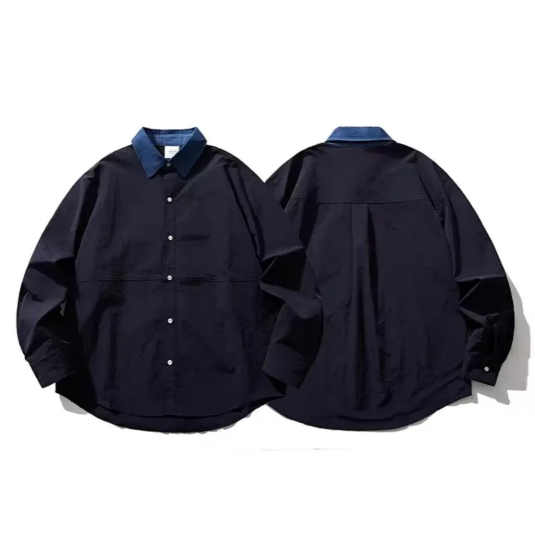 バイカラー　ネイビーブルー　レギュラーシャツ　N1281