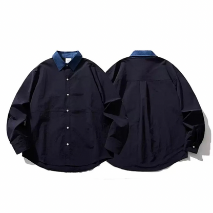 バイカラー　ネイビーブルー　レギュラーシャツ　N1281
