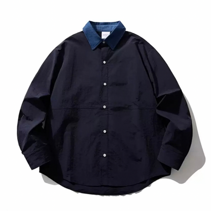 バイカラー　ネイビーブルー　レギュラーシャツ　N1281