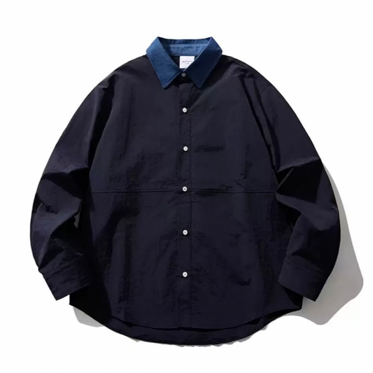 バイカラー　ネイビーブルー　レギュラーシャツ　N1281