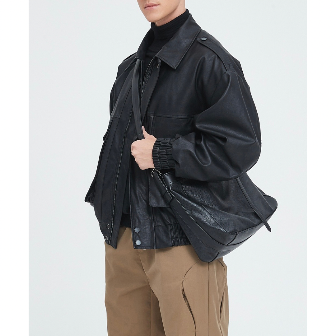 PUレザー　ラインストラップ　ショルダーバッグ　N1150